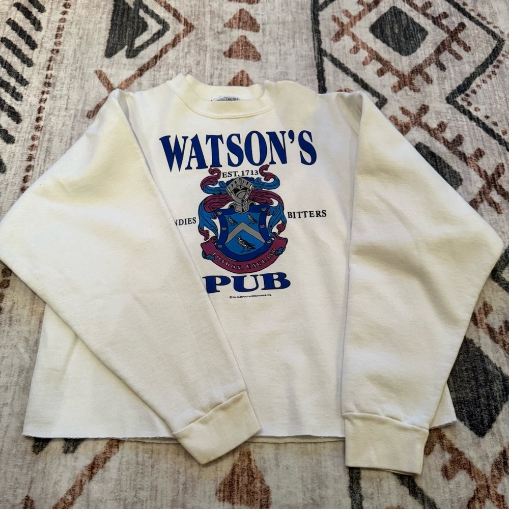 Vintage Cream Crewneck Sweater Cropped
